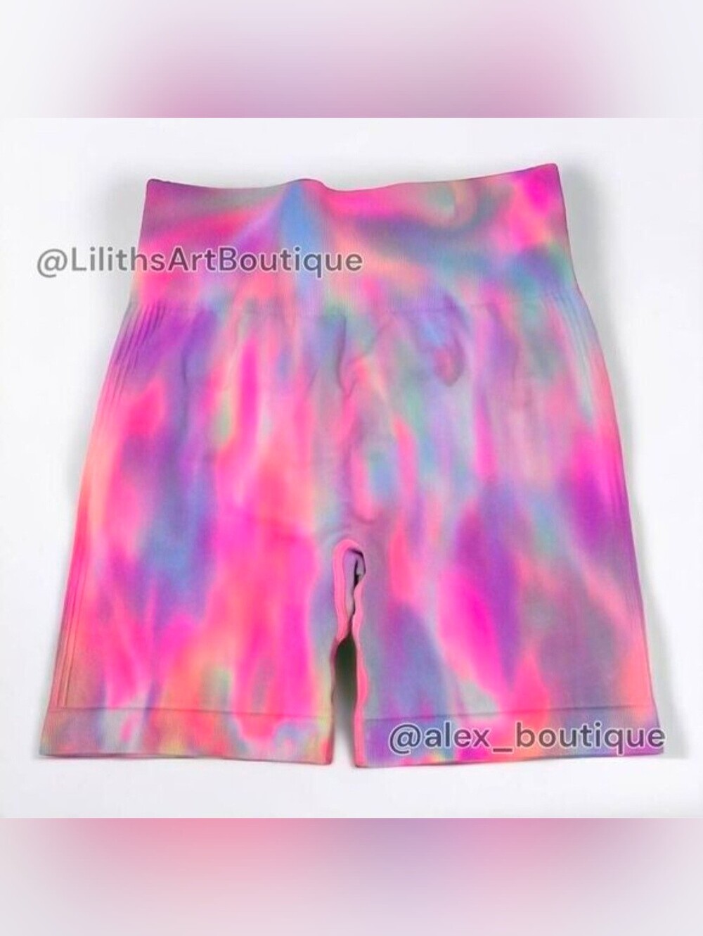 Cotton Candy Tie Dye Ombre Gradient Runched Sport Shorts Size S (E096) - Picture 2 of 5
